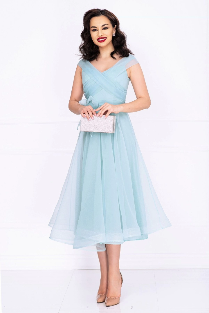 Rochie de Revelion mint in clos din organza Rochie de Revelion mint in clos din organza