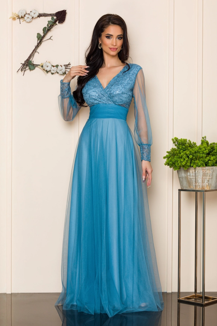 Rochie de seară pentru femei de 40 Dinasty Bleu Rochie de seară pentru femei de 40 Dinasty Bleu