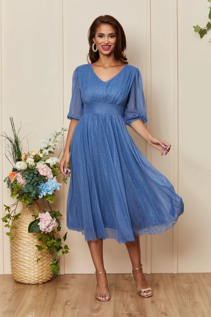 Rochie Nicolette Albastra lungime midi Rochie Nicolette Albastra lungime midi