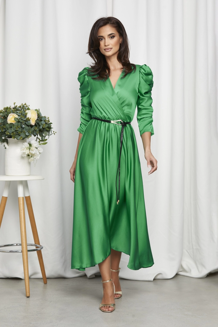 Rochie din satin verde Yulia Rochie din satin verde Yulia