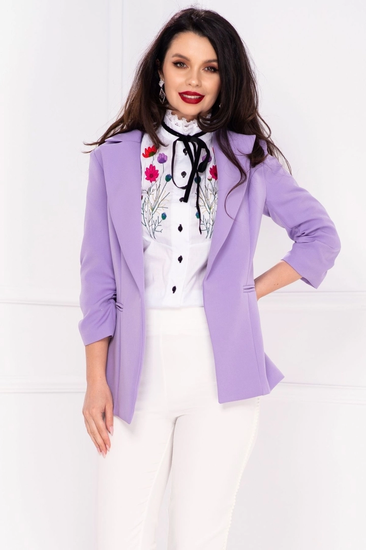 Sacou lavanda de vara InPuff cu maneca trei sferturi incretita Sacou lavanda de vara InPuff cu maneca trei sferturi incretita